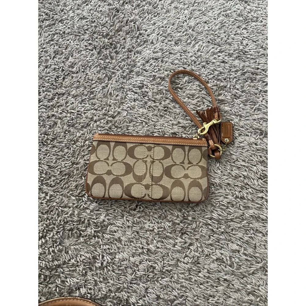 Coach Handbag H05Q-1447 Used Hampton Signature Satchel And Clutch Canvas C